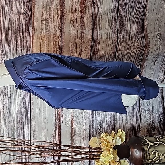 NEW RALPH LAUREN SPORT NAVY BLUE RUFFLE FRONT BUTTON-UP BLOUSE - Picture 3 of 14